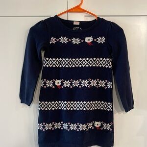 Gymboree Navy Blue Knit Dress with White and Red Accents